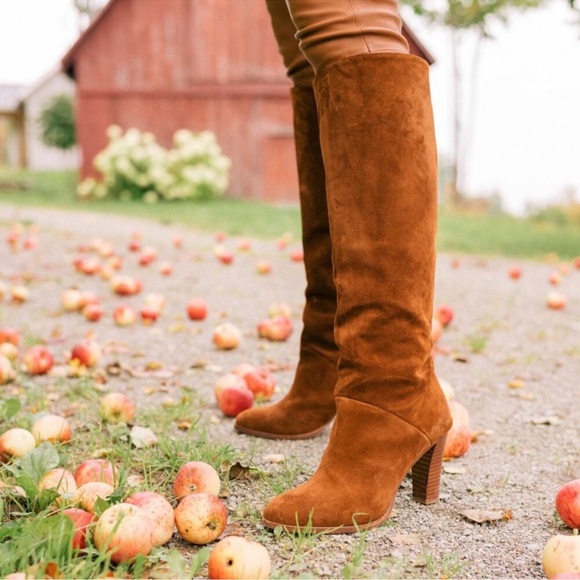 Sezane Abby Knee High Boots Camel Brown Suede Size 39 US 8 - Picture 13 of 16